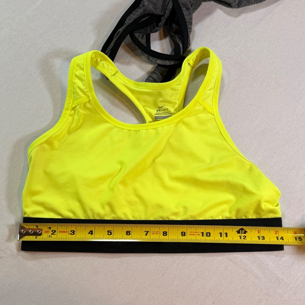 Nike 2-in-1 Tank Top Women L Gray Neon Yellow Dri-FIT Racerback Athleisure Gym - Picture 8 of 10
